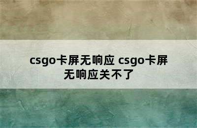 csgo卡屏无响应 csgo卡屏无响应关不了